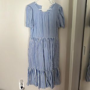J Crew mid length striped dress short sleeves 6